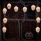 Halloween Skull String Lights, 8.5Ft Outdoor Halloween Decorative Lights with 10 White Ghost Heads, Connectable Hanging Skull Lights for Indoor & Outdoor Patio Party Holiday Decor, Black Wire (Ghost Lights)
